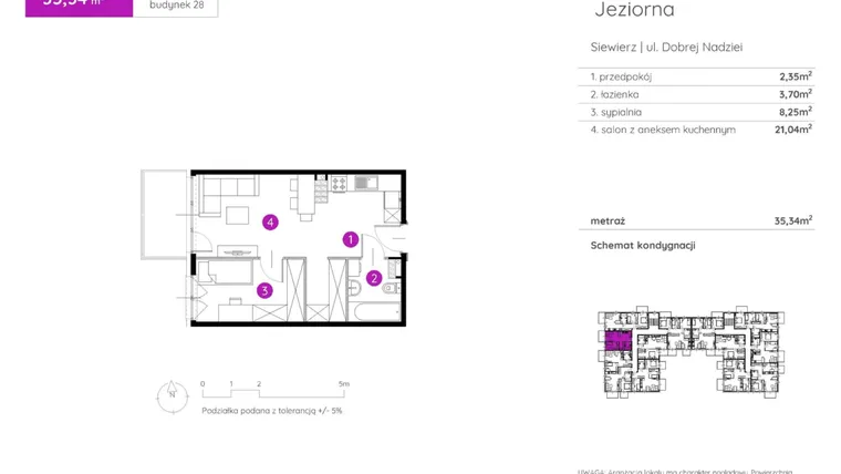 Rzut - Mieszkanie na sprzedaż 2 pokoje o powierzchni 35,34 m² - numer 28.A.3.6 w Murapol Siewierz Jeziorna bud. 27 i 28