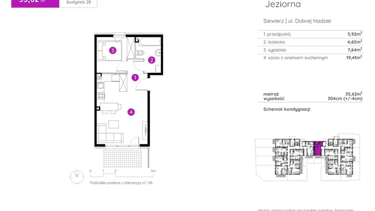 Rzut - Mieszkanie na sprzedaż 2 pokoje o powierzchni 35,62 m² - numer 28.B.0.1 w Murapol Siewierz Jeziorna bud. 27 i 28
