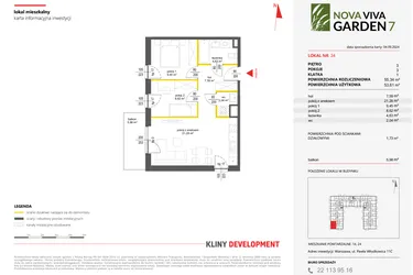 Rzut - Mieszkanie na sprzedaż 3 pokoje o powierzchni 53,61 m² - numer 34 w Nova Viva Garden 7
