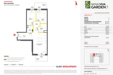 Rzut - Mieszkanie na sprzedaż 3 pokoje o powierzchni 56,32 m² - numer 40 w Nova Viva Garden 7