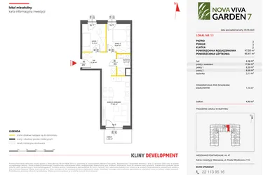 Rzut - Mieszkanie na sprzedaż 3 pokoje o powierzchni 46,41 m² - numer 50 w Nova Viva Garden 7