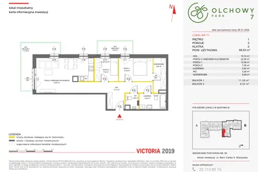 Rzut - Mieszkanie na sprzedaż 3 pokoje o powierzchni 68,46 m² - numer 71 w Olchowy Park VII