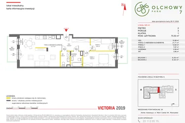 Rzut - Mieszkanie na sprzedaż 3 pokoje o powierzchni 70,42 m² - numer 41 w Olchowy Park VII