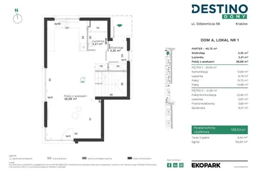 Rzut - Dom na sprzedaż 4 pokoje o powierzchni 138,53 m² - numer A1 w Destino Domy