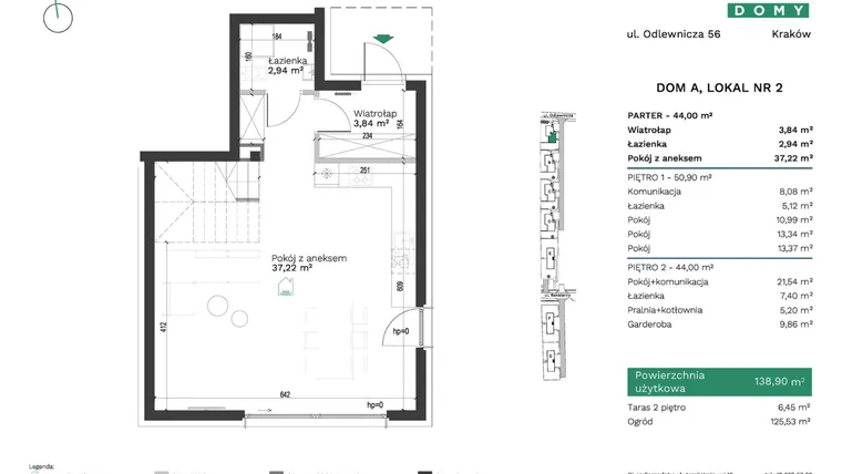 Rzut - Dom na sprzedaż 5 pokoi o powierzchni 138,9 m² - numer A2 w Destino Domy