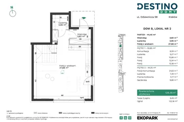 Rzut - Dom na sprzedaż 5 pokoi o powierzchni 139,35 m² - numer B2 w Destino Domy