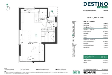 Rzut - Dom na sprzedaż 4 pokoje o powierzchni 138,48 m² - numer D1 w Destino Domy