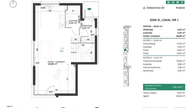Rzut - Dom na sprzedaż 4 pokoje o powierzchni 138,48 m² - numer D1 w Destino Domy