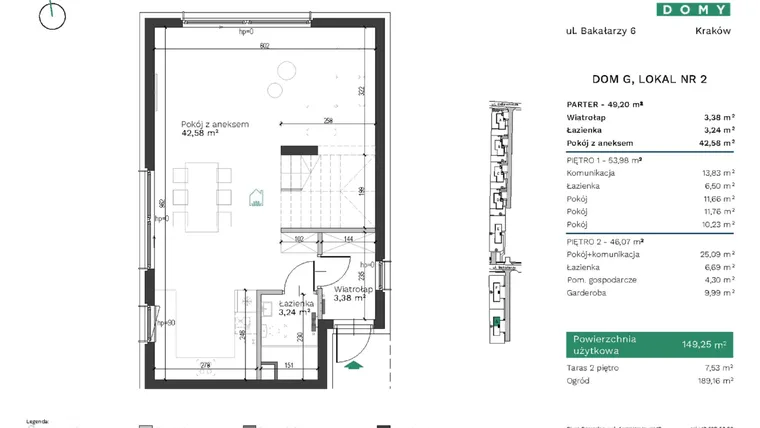 Rzut - Dom na sprzedaż 5 pokoi o powierzchni 149,25 m² - numer G2 w Destino Domy