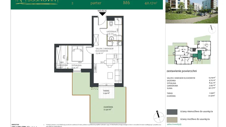 Rzut - Mieszkanie na sprzedaż 2 pokoje o powierzchni 40,17 m² - numer 2.M6 w Sosnovia