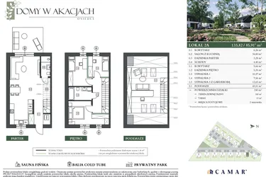 Rzut - Dom na sprzedaż 4 pokoje o powierzchni 133,82 m² - numer 2A w Domy w akacjach