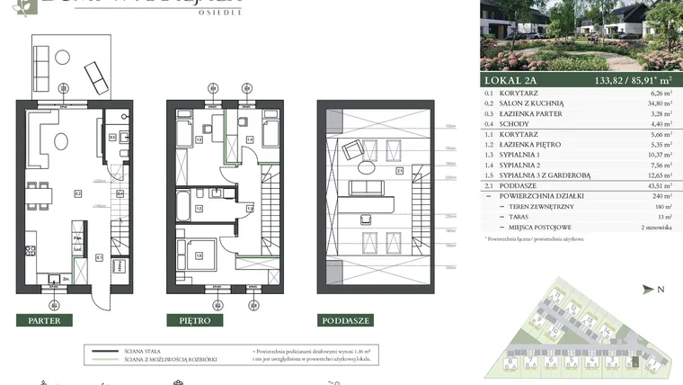 Rzut - Dom na sprzedaż 4 pokoje o powierzchni 133,82 m² - numer 2A w Domy w akacjach