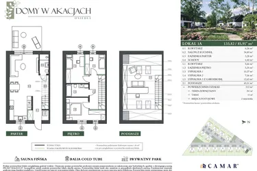 Rzut - Dom na sprzedaż 4 pokoje o powierzchni 133,82 m² - numer 1A w Domy w akacjach