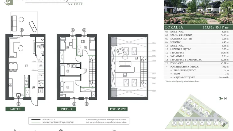 Rzut - Dom na sprzedaż 4 pokoje o powierzchni 133,82 m² - numer 1A w Domy w akacjach