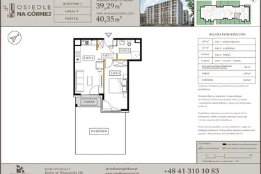 Rzut - Mieszkanie na sprzedaż 2 pokoje o powierzchni 39,29 m² - numer M3 w Osiedle Na Górnej etap V