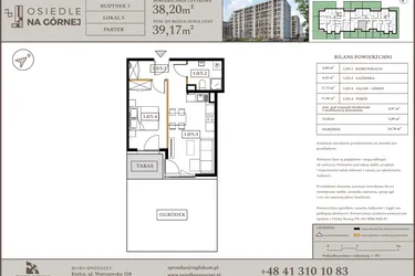 Rzut - Mieszkanie na sprzedaż 2 pokoje o powierzchni 38,2 m² - numer M5 w Osiedle Na Górnej etap V