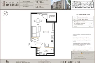 Rzut - Mieszkanie na sprzedaż 1 pokój o powierzchni 33 m² - numer M106 w Osiedle Na Górnej etap V