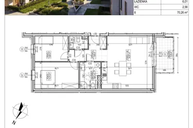 Rzut - Mieszkanie na sprzedaż 3 pokoje o powierzchni 70,26 m² - numer M.B7.01.40 w Osiedle Harmonia bud. B7