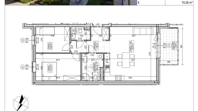 Rzut - Mieszkanie na sprzedaż 3 pokoje o powierzchni 70,26 m² - numer M.B7.01.40 w Osiedle Harmonia bud. B7