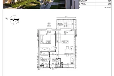 Rzut - Mieszkanie na sprzedaż 2 pokoje o powierzchni 40,04 m² - numer M.B7.01.41 w Osiedle Harmonia bud. B7