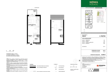 Rzut - Mieszkanie na sprzedaż 2 pokoje o powierzchni 41,66 m² - numer 5B-20 w Nowa Północ etap 2A