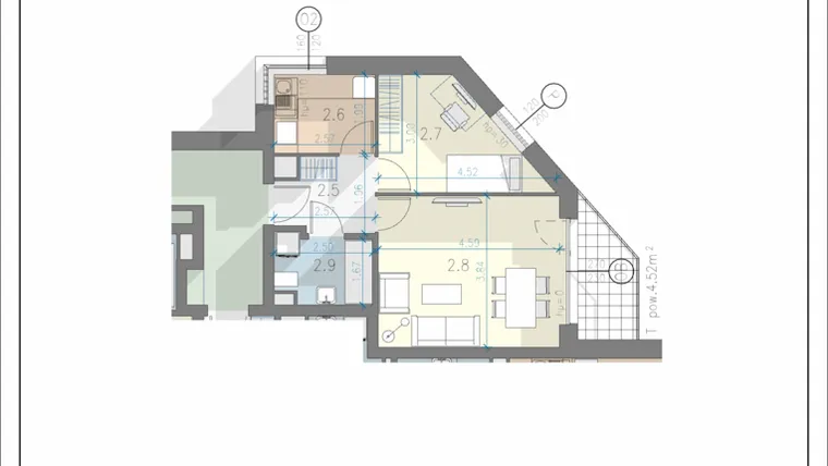 Rzut - Mieszkanie na sprzedaż 2 pokoje o powierzchni 40,9 m² - numer 9 w Residence Przewóz 41