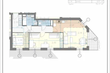 Rzut - Mieszkanie na sprzedaż 3 pokoje o powierzchni 75,17 m² - numer 10 w Residence Przewóz 41