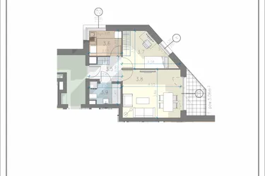 Rzut - Mieszkanie na sprzedaż 2 pokoje o powierzchni 40,9 m² - numer 17 w Residence Przewóz 41