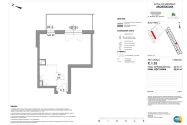 Rzut - Mieszkanie na sprzedaż 1 pokój o powierzchni 26,91 m² - numer C.1.35 w My Forest - Apartamenty inwestycyjne