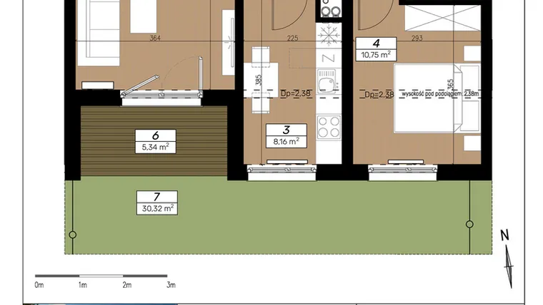 Rzut - Mieszkanie na sprzedaż 2 pokoje o powierzchni 46,63 m² - numer A/0/2 w Limone