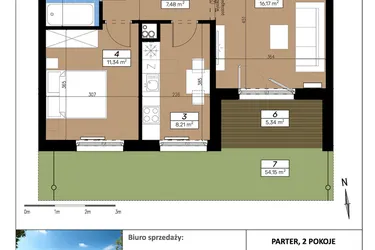 Rzut - Mieszkanie na sprzedaż 2 pokoje o powierzchni 47,28 m² - numer C/0/3 w Limone