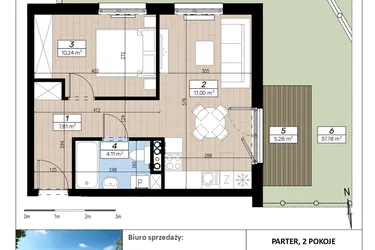 Rzut - Mieszkanie na sprzedaż 2 pokoje o powierzchni 39,16 m² - numer F/0/1 w Limone