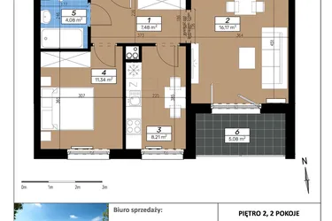 Rzut - Mieszkanie na sprzedaż 2 pokoje o powierzchni 47,28 m² - numer C/2/3 w Limone