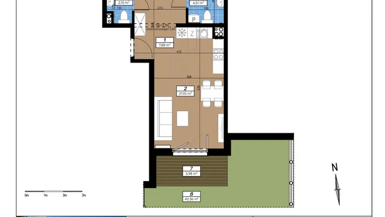Rzut - Mieszkanie na sprzedaż 3 pokoje o powierzchni 58,61 m² - numer A/0/1 w Limone