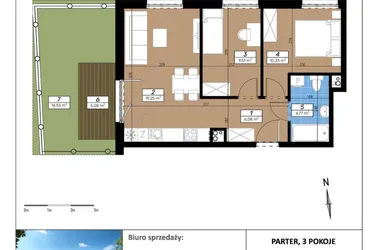 Rzut - Mieszkanie na sprzedaż 3 pokoje o powierzchni 51,47 m² - numer A/0/4 w Limone