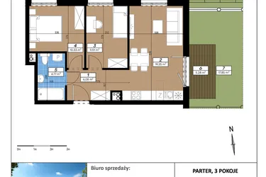 Rzut - Mieszkanie na sprzedaż 3 pokoje o powierzchni 49,94 m² - numer C/0/1 w Limone