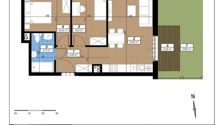 Rzut - Mieszkanie na sprzedaż 3 pokoje o powierzchni 49,94 m² - numer C/0/1 w Limone