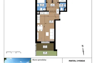 Rzut - Mieszkanie na sprzedaż 3 pokoje o powierzchni 58,61 m² - numer B/0/4 w Limone