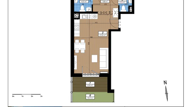 Rzut - Mieszkanie na sprzedaż 3 pokoje o powierzchni 58,61 m² - numer B/0/4 w Limone