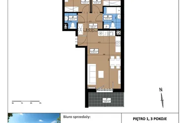 Rzut - Mieszkanie na sprzedaż 3 pokoje o powierzchni 58,61 m² - numer A/1/1 w Limone