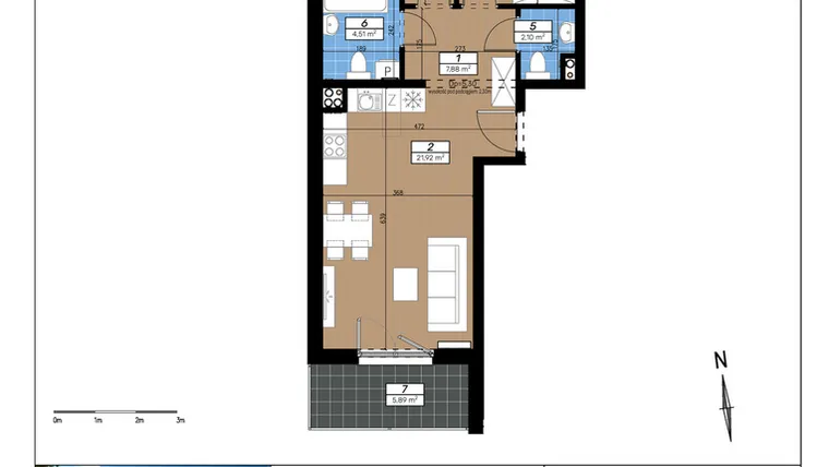 Rzut - Mieszkanie na sprzedaż 3 pokoje o powierzchni 58,61 m² - numer C/1/4 w Limone