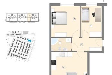 Rzut - Mieszkanie na sprzedaż 3 pokoje o powierzchni 63,55 m² - numer A8 w Błękitne Aleje Etap XV