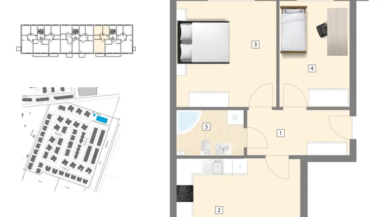 Rzut - Mieszkanie na sprzedaż 3 pokoje o powierzchni 63,55 m² - numer A8 w Błękitne Aleje Etap XV