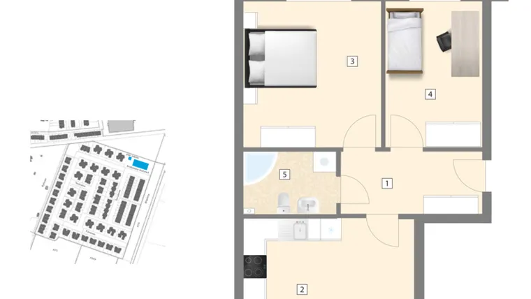 Rzut - Mieszkanie na sprzedaż 3 pokoje o powierzchni 63,6 m² - numer A5 w Błękitne Aleje Etap XV