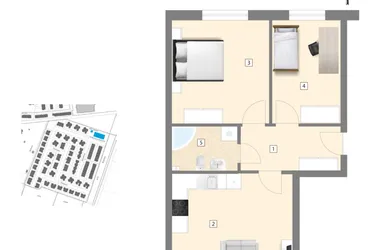 Rzut - Mieszkanie na sprzedaż 3 pokoje o powierzchni 63,6 m² - numer A5 w Błękitne Aleje Etap XV