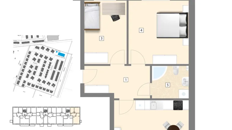 Rzut - Mieszkanie na sprzedaż 3 pokoje o powierzchni 63,55 m² - numer A6 w Błękitne Aleje Etap XV