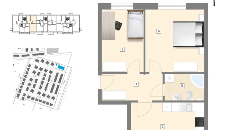 Rzut - Mieszkanie na sprzedaż 3 pokoje o powierzchni 63,46 m² - numer C6 w Błękitne Aleje Etap XV