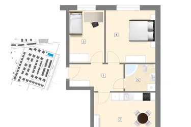 Rzut - Mieszkanie na sprzedaż 3 pokoje o powierzchni 63,61 m² - numer A4 w Błękitne Aleje Etap XV