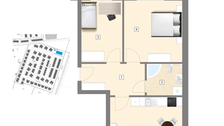 Rzut - Mieszkanie na sprzedaż 3 pokoje o powierzchni 63,61 m² - numer A4 w Błękitne Aleje Etap XV
