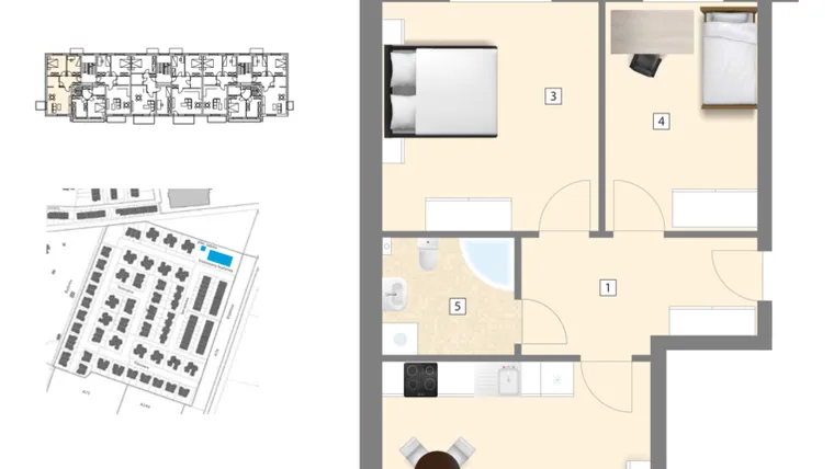 Rzut - Mieszkanie na sprzedaż 3 pokoje o powierzchni 63,61 m² - numer C5 w Błękitne Aleje Etap XV